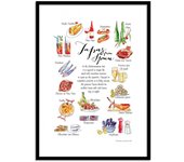 Art-poster - tapas from spain - mercedes lopez charro - con marco negro 30 x 40 cm