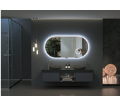 Espejo iluminado con espejo de aumento x3 incorporado apto para baño, vestidor, maquillaje regulación de intensidad, anti-vaho con luz frio 60x110cm