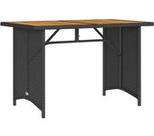 Mesa de jardín superficie de madera ratán pe negro 110x68x70 cm