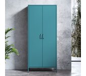 Armario metálico flavio con 2 puertas, estantes y barra 80 x 185 x 45 cm – azul marino