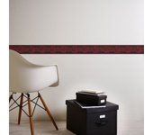 Cenefa flores elegantes en tonos rosas y rojas cenefa negra mate con dibujos cenefa estampada para interior moderno