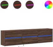 Mueble de tv de pared con led, roble marrón, 180x31x45 cm