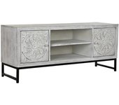Mueble tv mango metal 130x40x55 mandala blanco