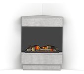 Taravo - chimenea eléctrica esquinera de suolo led - cemento / negro - 70 x 95 x 30/65 - 400 / 600