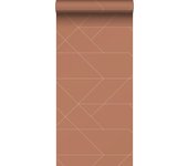 Papel pintado líneas gráficas rojo barro cocido - 0,53 x 10,05 m - estahome