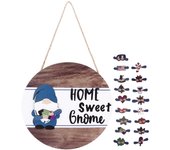 Letrero de bienvenida para puerta, decoración redonda de madera, colgante de bienvenida, adorno de granja para ventana exterior, 30 cm de diámetro, pa