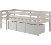 Cama de media altura 90x200 con somier y cajones vipack pino blanco