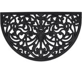 Relaxdays felpudo goma, 75 x 45 cm, antideslizante, resistente a la intemperie, arabescos, interior y exterior, negro