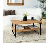 Mesa de café errai, mesa de centro baja, revistero para sofá, estante de la sala de estar, 85x60h40 cm, roble