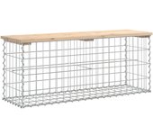 Banco jardín | banco de exterior | silla de jardín diseño gaviones madera maciza pino 103x31,5x42 cm cfw381524