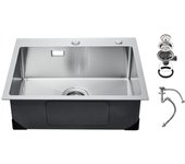 Vevor fregadero de cocina 68 cm, inox 304, fregadero de montaje superior, cubo único con accesorios, lavavajillas, autocaravana, cocina, bar