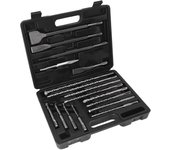 Juego de 17 piezas de brocas de cincel para taladro percutor, piezas de martillo rotatorio eléctrico para baldosas de hormigón con caja