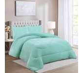 Haradeco manta sherpa para cama con fundas almohada, edredón borreguito terciopelo gruesa abriga(liso azul celeste, 220x240cm)