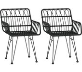 2 piezas sillas de jardín | silla de exterior | sillon jardín reposabrazos ratán pe negro 56x64x80 cm cfw599329
