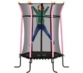 Cama elástica infantil homcom acero, pp rosa 163.5x163.5x190 cm
