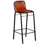 Juego de dos taburetes de bar de diseño con asiento de cuero auténtico marrón 1202051