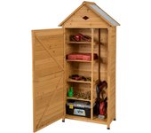 Costway cobertizo de jardín caseta de herramientas gabinete de madera 176 x 70 x 35 cm con estantes compartimiento de almacenaje