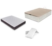 Dormidan - pack canapé abatible gran capacidad + colchón viscoelástico + almohada visco copos de regalo, 90x190cm artico
