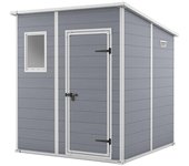 Keter caseta de jardín manor pent 6x6 refugio exterior cobertizo almacenamiento ordenación madera hecho en resina 184x185x201 wxdxh cm