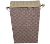 Cesta rectangular de poliéster forrado tórtola cm40x30h53