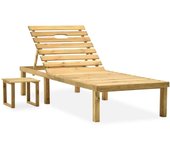 Maison exclusive - tumbona de jardín con mesa de madera de pino impregnada