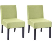 Juego de 2 sillas de comedor en tela verde patas de madera diseño sencillo asiento extra largo 04_0000396