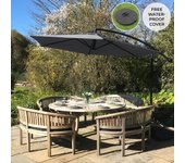 Sombrilla voladiza 3m 300cm con base ventilador mecanismo manivela cubierta lmpermeable gratis parasol colgante terraza