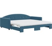 Sofá cama nido con colchón terciopelo azul 100x200 cm