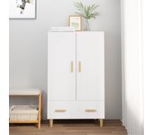 Aparador alto | aparador de comedor | armario de cocina de madera contrachapada blanco 70x31x115 cm cfw29169