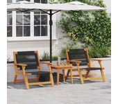 Vidaxl sillas de jardín con mesa 3 pcs negro madera maciza de acacia