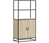 Aparador alto | aparador de comedor | armario de cocina madera de ingeniería y metal sonoma 68x35x139 cm cfw168031