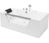 Bañera de hidromasaje rectangular new cristy 170x80 cm – jacuzzi con 8 chorros jets y reposacabezas integrado