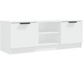 Mueble de tv de contrachapado blanco 102x35x36,5 cm