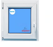 Ventana pvc 700x700 blanca oscilobatiente izquierda vidrio mate