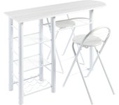 Pack mesa alta y 2 taburetes plegables muebles de cocina bar melamina metal 40x87.5x120 cm