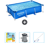 Paquete de piscina - bestway - rectángulo - 259x170x61 cm + accesorios cb10