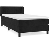 Cama con somier tapizado y colchón de polipiel negra 90x190 cm