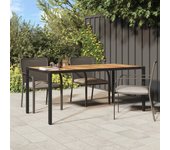 Mesa de jardín madera acacia ratán sintético negra 190x90x75 cm