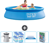 Paquete de piscina - intex - alrededor - 244x244x61 cm + accesorios cb103