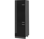 Vicco armario para frigorífico empotrado r-line, negro brillo intenso, 60 cm