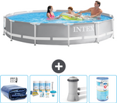Paquete de piscina - intex - alrededor - 366x366x76 cm + accesorios a1898