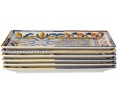 H&h set 6 piatti rettangolari positano in stoneware decorato cm 25x15