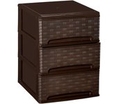 Com-fort house | cajonera apilable de plástico | modelo bambu | color wengue | modelo de 3 cajones | cajones de almacenamiento modular