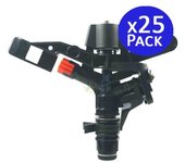 Pack 25 aspersor de riego agricola 3/4'' | aspersores de riego cesped 13 a 18 m | aspersor jardin angulo ajustable 0 a 360º