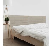 Dhome cabecero de madera reciclada dm estilo palet horizontal con patas dual dividido en 2 piezas herrajes incluidos (210cm, acabado lino)