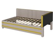 Sofá cama multifuncional 90x200 con somier a lamas, tejido de terciopelo gris