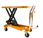 Mesa elevadora manual 1000kg de capacidad a 1000mm elevacion, dimensiones plataforma 1000x510mm con ruedas tymbia