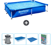Paquete de piscina - bestway - rectángulo - 221x150x43 cm + accesorios cb80