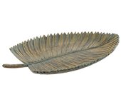 Centro de mesa dkd home decor gris dorado resina tropical hoja de planta (39 x 23 x 5 cm)