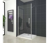 Aica mampara de ducha frontal abatible y panel lateral una barra 45cm perfil cromado vidrio antical 6mm (1080-1100)x(680-700)x1950mm